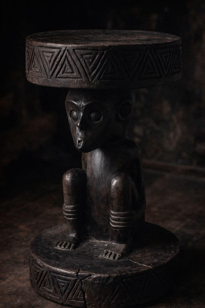 ⭐️アフリカン木彫スツール⭐️人物彫刻⭐️民族工芸⭐️アフリカンアート⭐️椅子‼️オブジェ