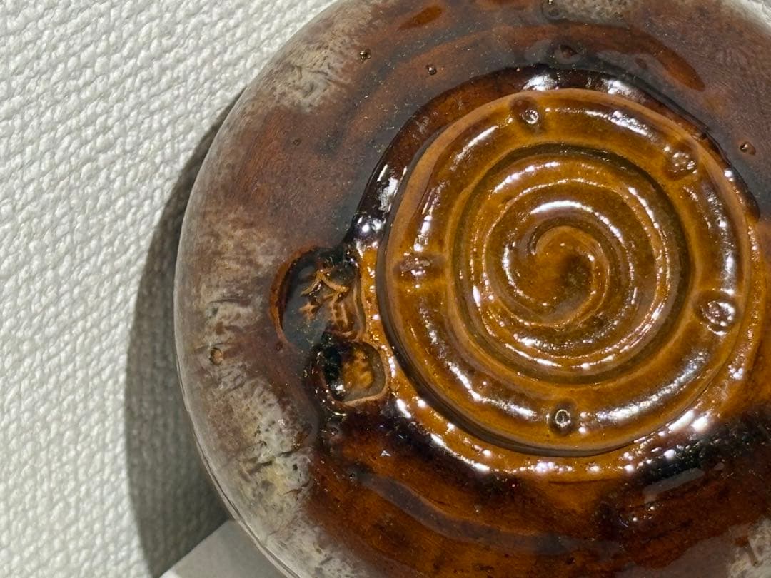 茶碗 茶色 陶器製 箱付き 大樋焼 飴釉 抹茶茶碗 共箱付