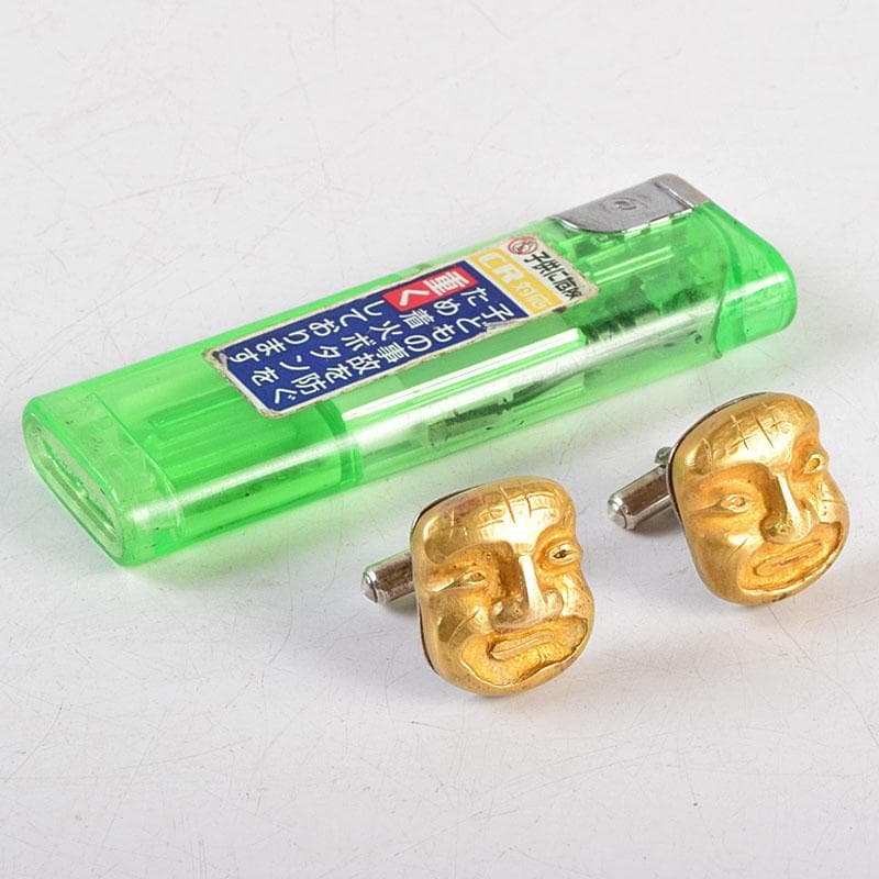 正親作　SILVER　インカ　黄金面　 手釦　カフスボタン　共箱　V　R9424